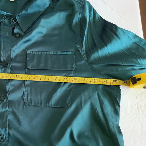 Equipment Polyester blouse women's sz.XXL green  button up breast pockets - Picture 7 of 16